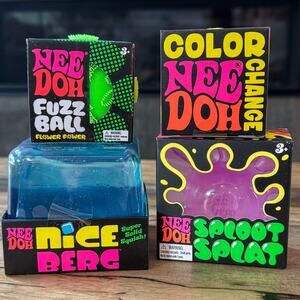 Needoh Fidget Bundle of 4: Nice Berg, Sploot Splat, Fuzz Ball & Color Change